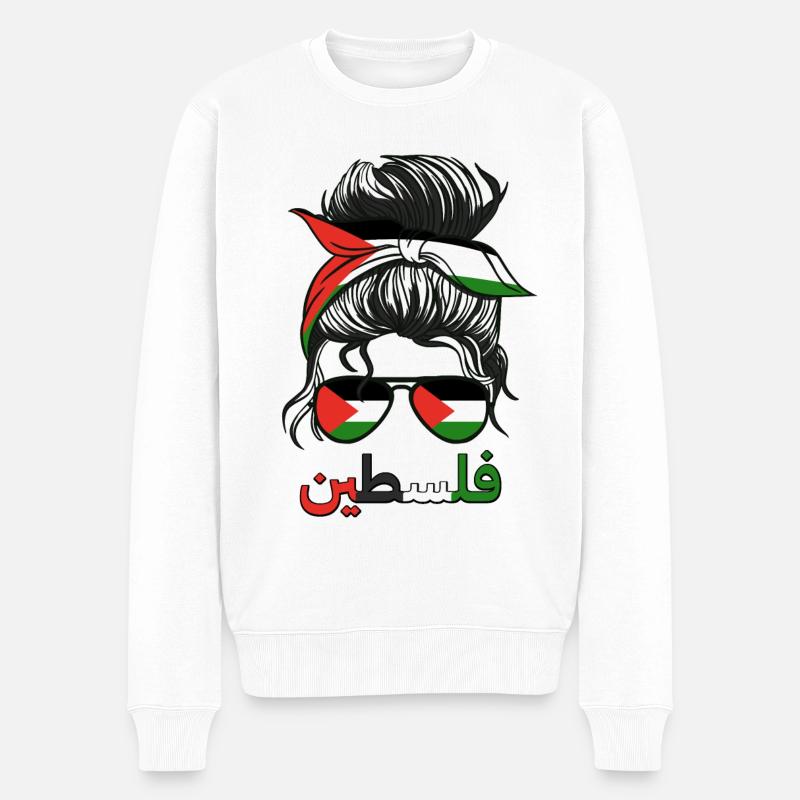 Palästina Palästinensische Flagge Mädchen Palästinensisches Mädchen - Männer Premium Bio Pullover - Weiß