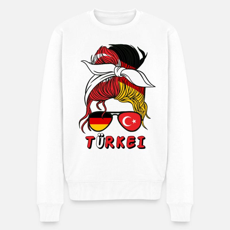 Halb Deutsch, halb Türkin Deutschland Türkei - Männer Premium Bio Pullover - Weiß