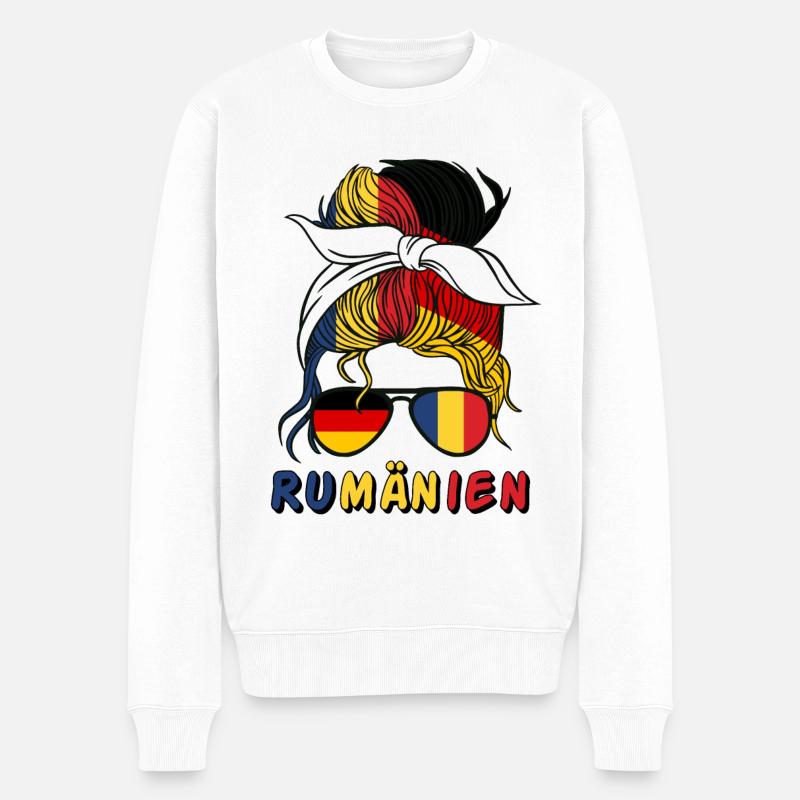 Halb Deutsch, halb Rumänin Deutschland Rumänien - Männer Premium Bio Pullover - Weiß