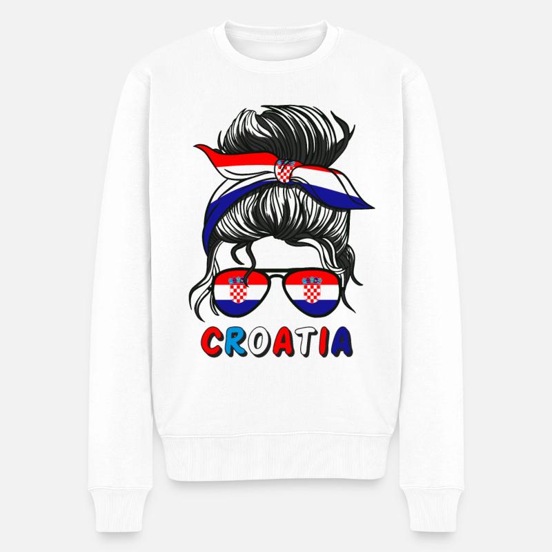 Hrvatska Kroatien Flagge Mädchen Kroatisches Mädchen Mama - Männer Premium Bio Pullover - Weiß