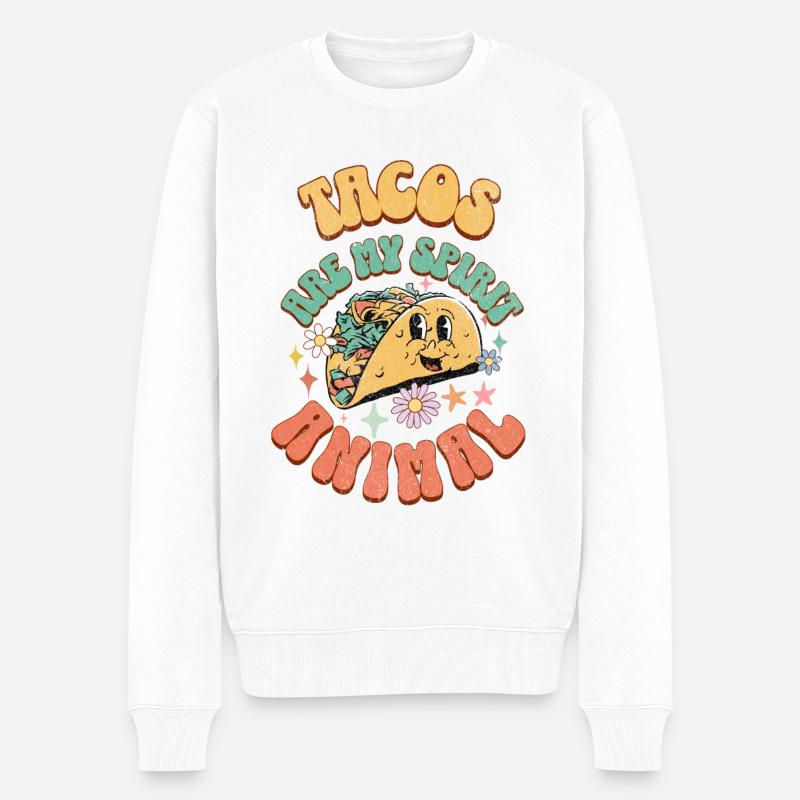 Taco - Männer Premium Bio Pullover - Weiß