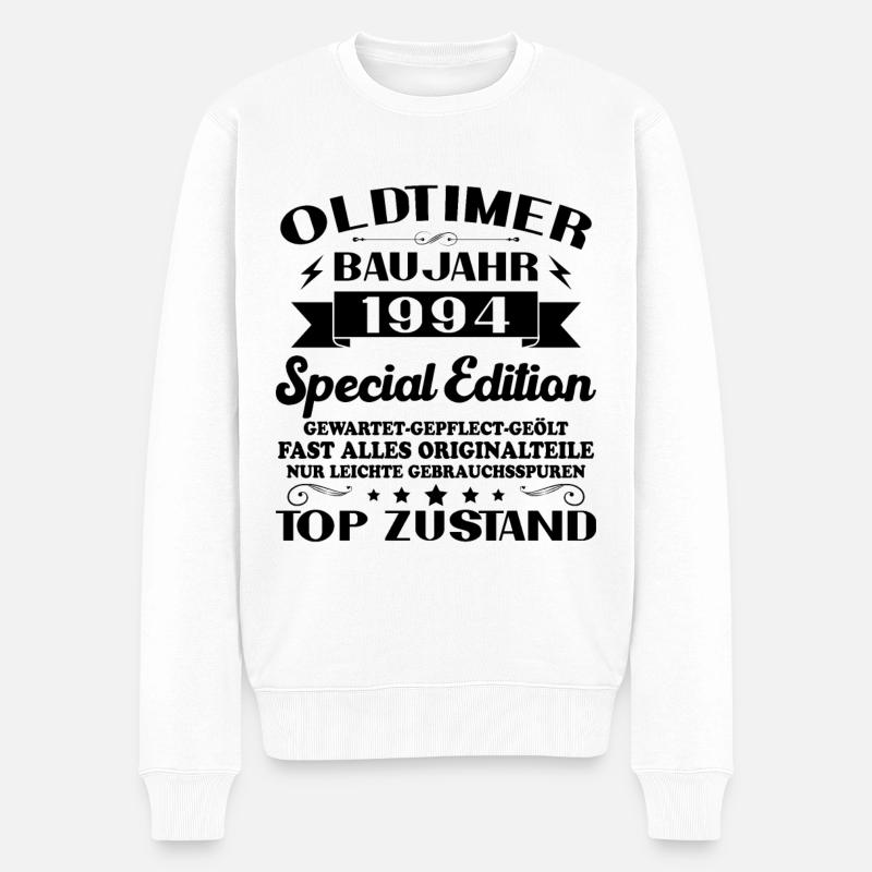 Oldtimer Baujahr 1994 Jahrgang Geburtstag Geschenk - Männer Premium Bio Pullover - Weiß