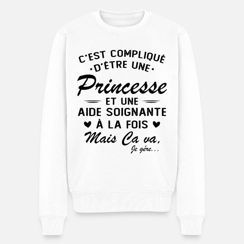 Prinzessin und Pflegerin - Männer Premium Bio Pullover - Weiß