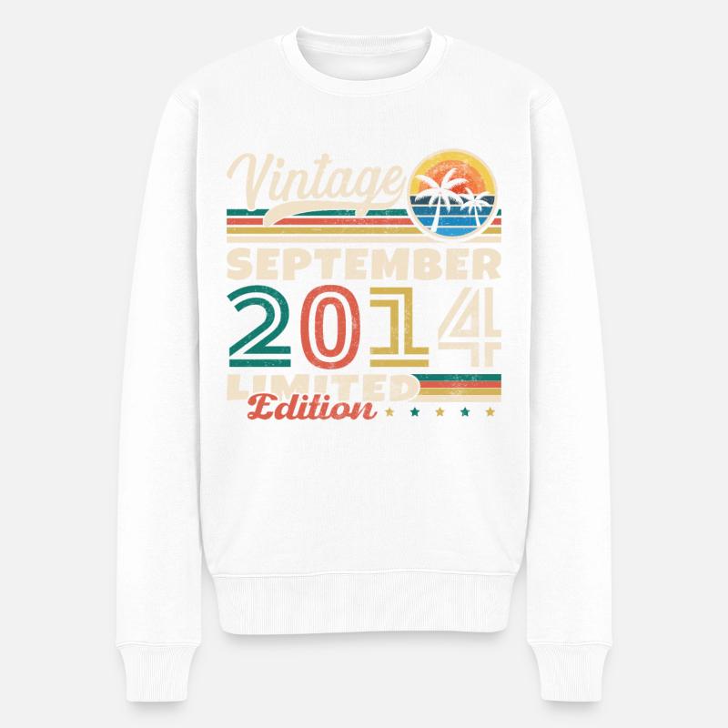 Vinatge September 2014 Geburtstagsgeschenk - Männer Premium Bio Pullover - Weiß