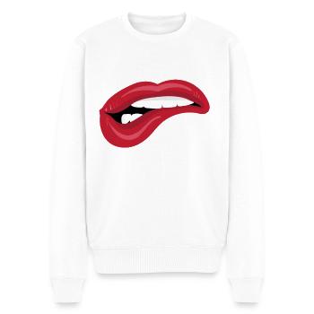 Biting Lips - Men's Premium Organic Jumper - white - Front - Thijin (182cm)