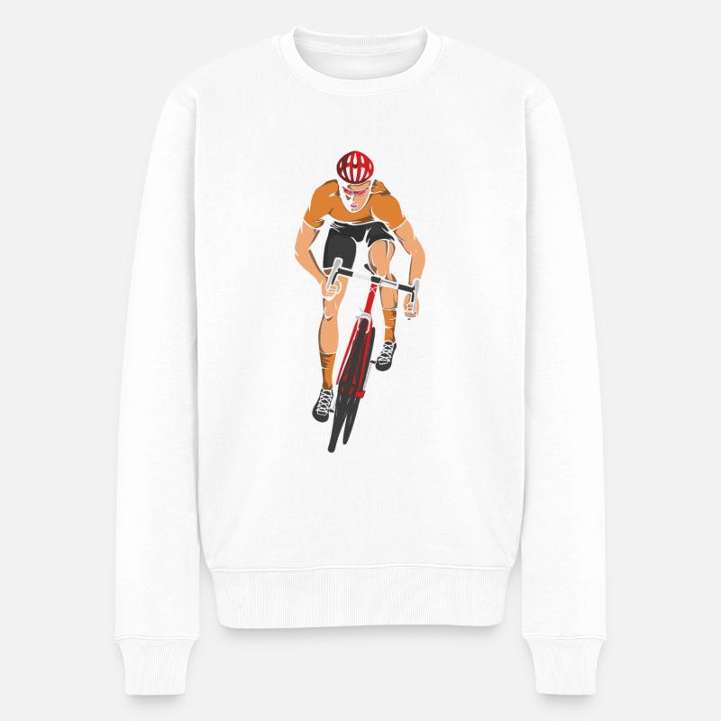 Rennradfahrer - Männer Premium Bio Pullover - Weiß