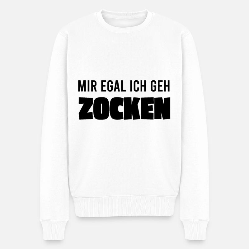 Mir egal ich geh zocken - Männer Premium Bio Pullover - Weiß