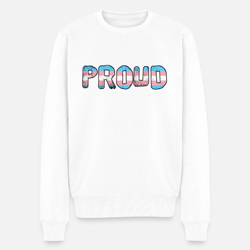 STOLZES Trans-Flag LGBTQ - Männer Premium Bio Pullover - Weiß