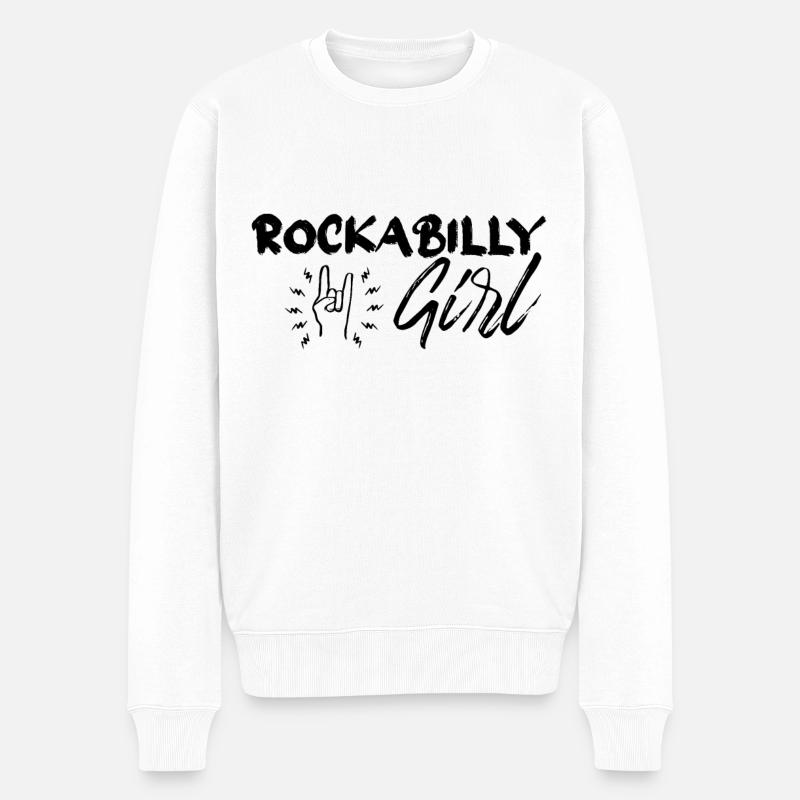 Rockabilly Girl Geschenk - Männer Premium Bio Pullover - Weiß