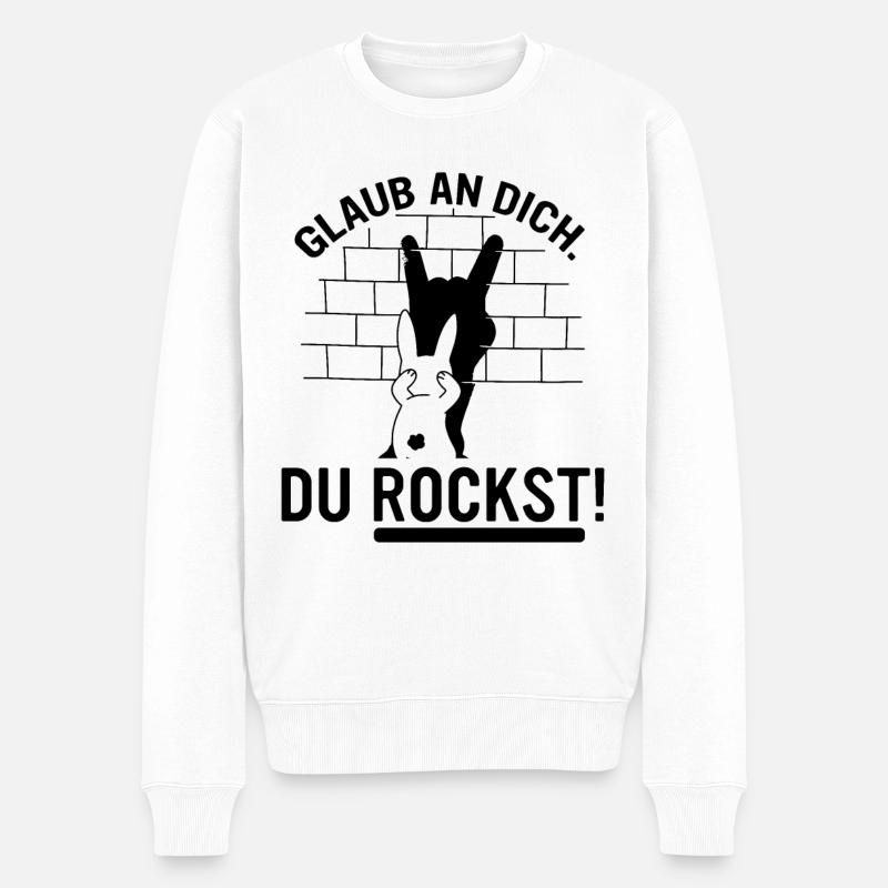 du rockst! Glaube an dich, du bist der beste - Männer Premium Bio Pullover - Weiß