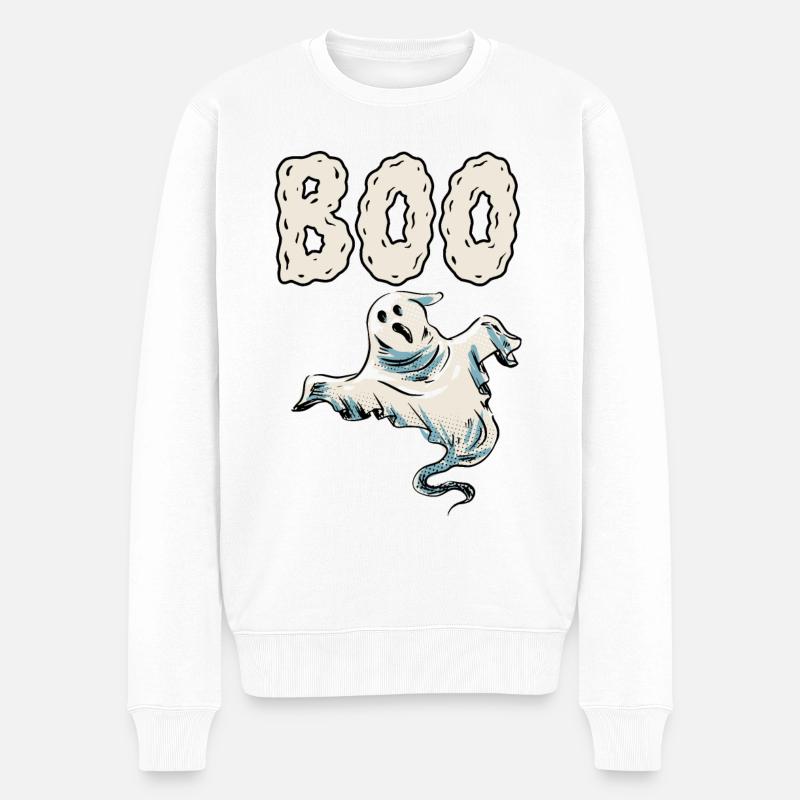 Ghost Boo - Männer Premium Bio Pullover - Weiß
