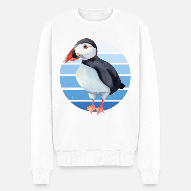 Puffin Parrot Lunde Bird Cadeau - Pull Premium bio Homme - blanc