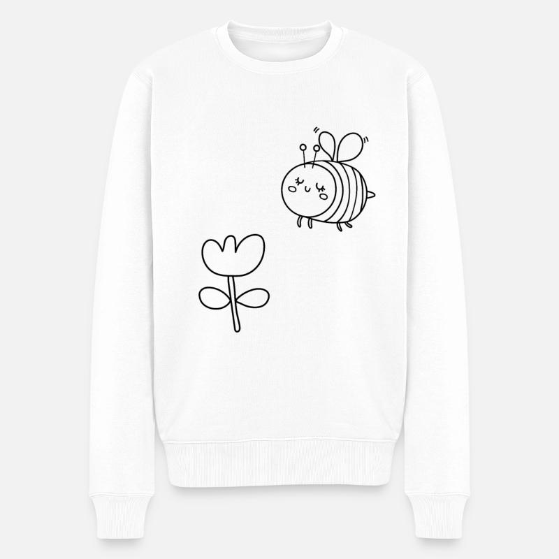 Kinder T-Shirt Ausmalen Biene Design Malen Deko - Männer Premium Bio Pullover - Weiß