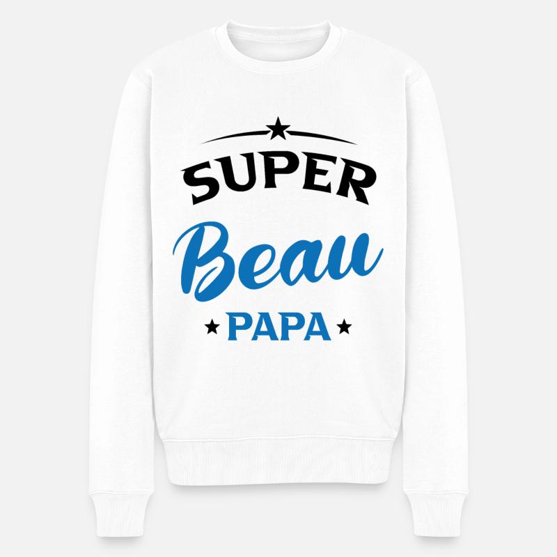 Beau-père Cadeau Super beau papa - Pull Premium bio Homme - blanc