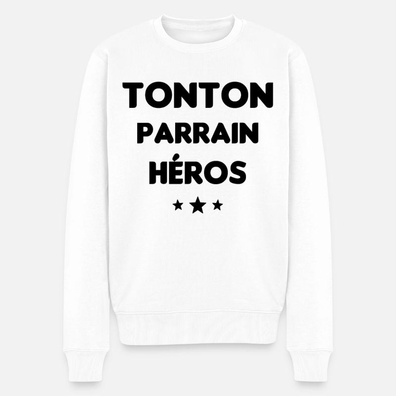 Cadeau Oncle Tonton Parrain Héros - Pull Premium bio Homme - blanc