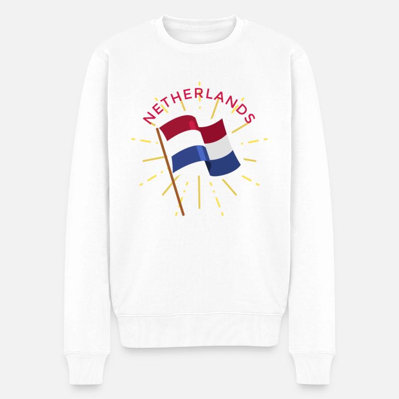 Pays-Bas Drapeau Pays-Bas Hollande Néerlandais - Pull Premium bio Homme - blanc