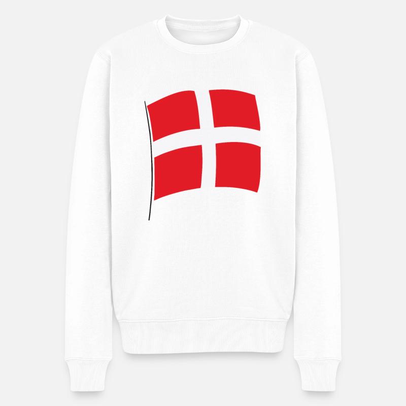 Dänemark Fahne Dänische Flagge Danmark Denmark - Männer Premium Bio Pullover - Weiß