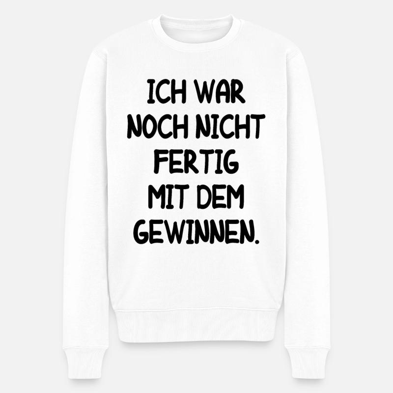 Gewinnen Erfolgreich Gewinn Lustiger Spruch Fun - Männer Premium Bio Pullover - Weiß