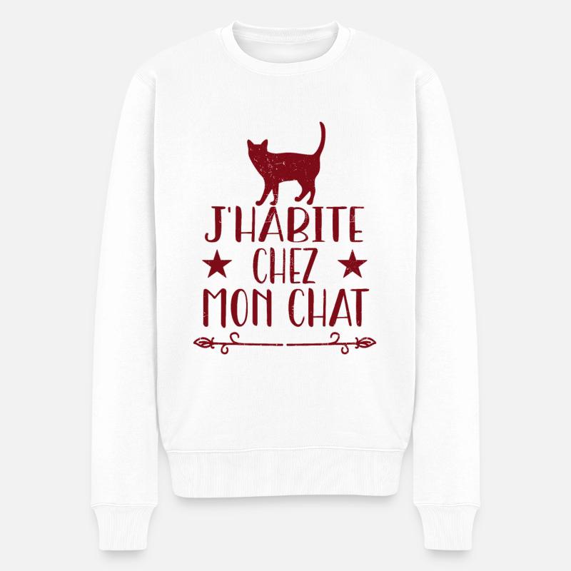 J'habite Chez Mon Chat - Pull Premium bio Homme - blanc