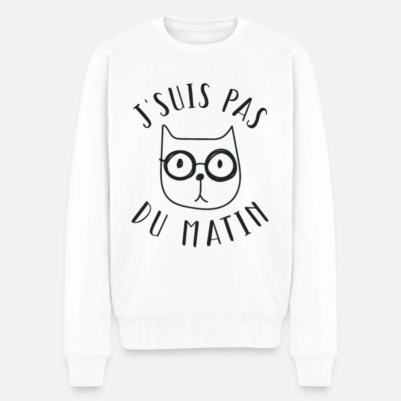 J'Suis Pas Du Matin - Pull Premium bio Homme - blanc