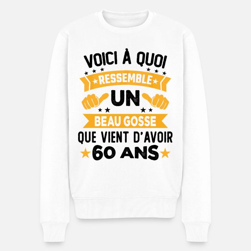 Voici à quoi ressemble un beau gosse 60 Ans - Pull Premium bio Homme - blanc