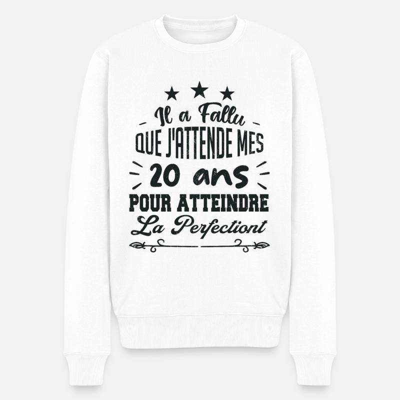 20 ans / perfection - Pull Premium bio Homme - blanc