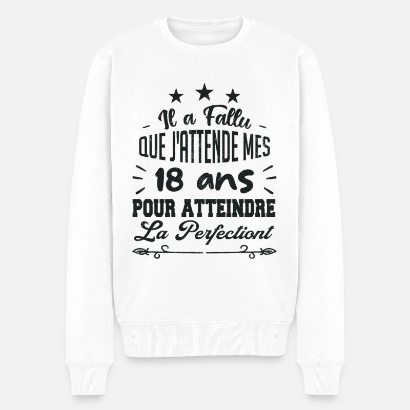 18 ans / perfection - Pull Premium bio Homme - blanc