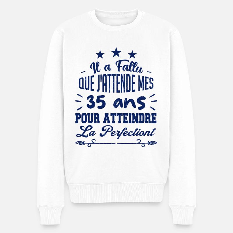 35 ans / perfection - Pull Premium bio Homme - blanc