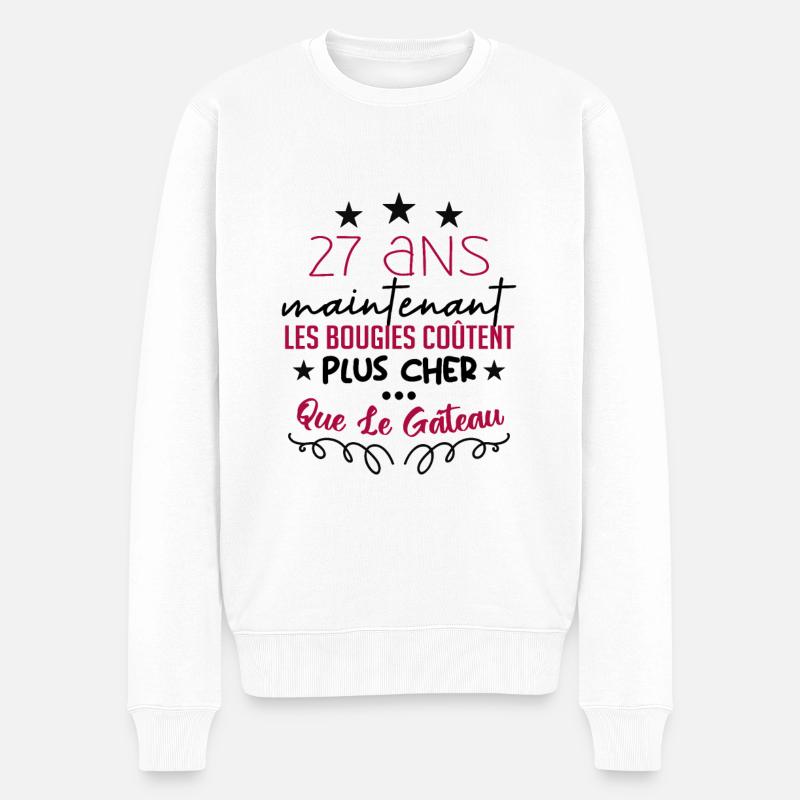 humour anniversaire 27 ans - Pull Premium bio Homme - blanc