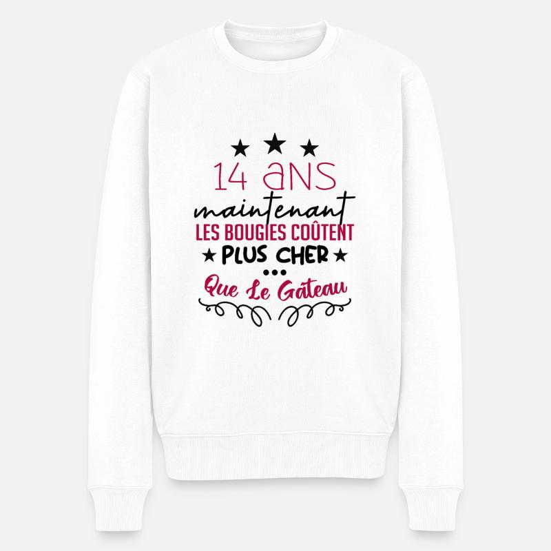 humour anniversaire 14 ans - Pull Premium bio Homme - blanc
