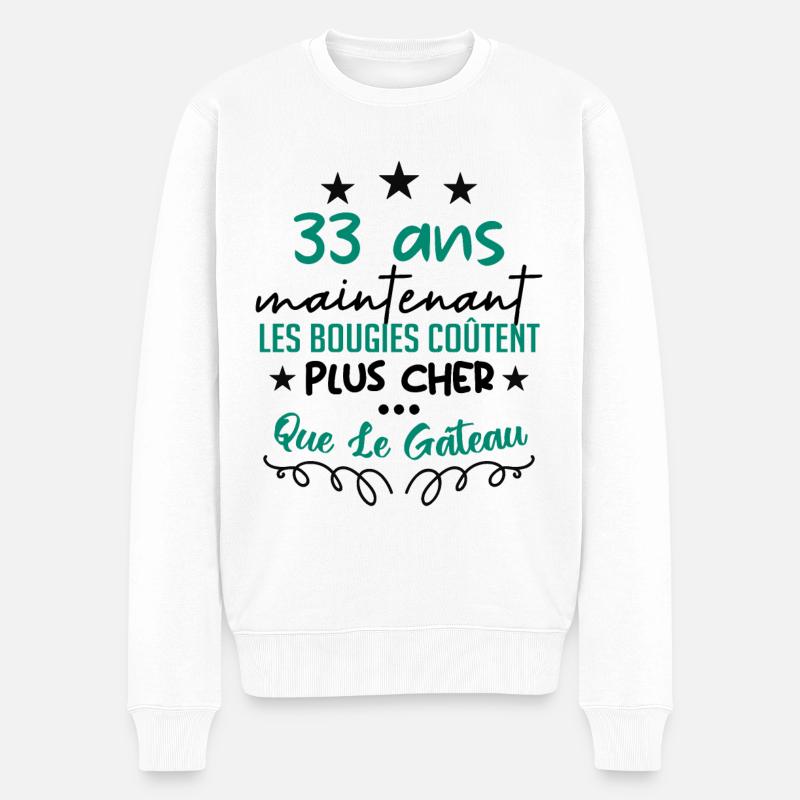 humour anniversaire 33 ans - Pull Premium bio Homme - blanc