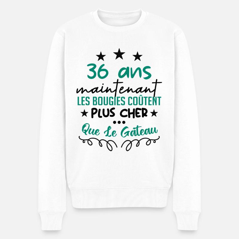 humour anniversaire 36 ans - Pull Premium bio Homme - blanc