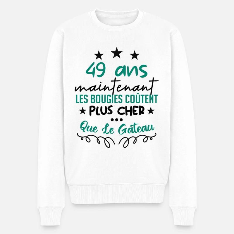 humour anniversaire 49 ans - Pull Premium bio Homme - blanc