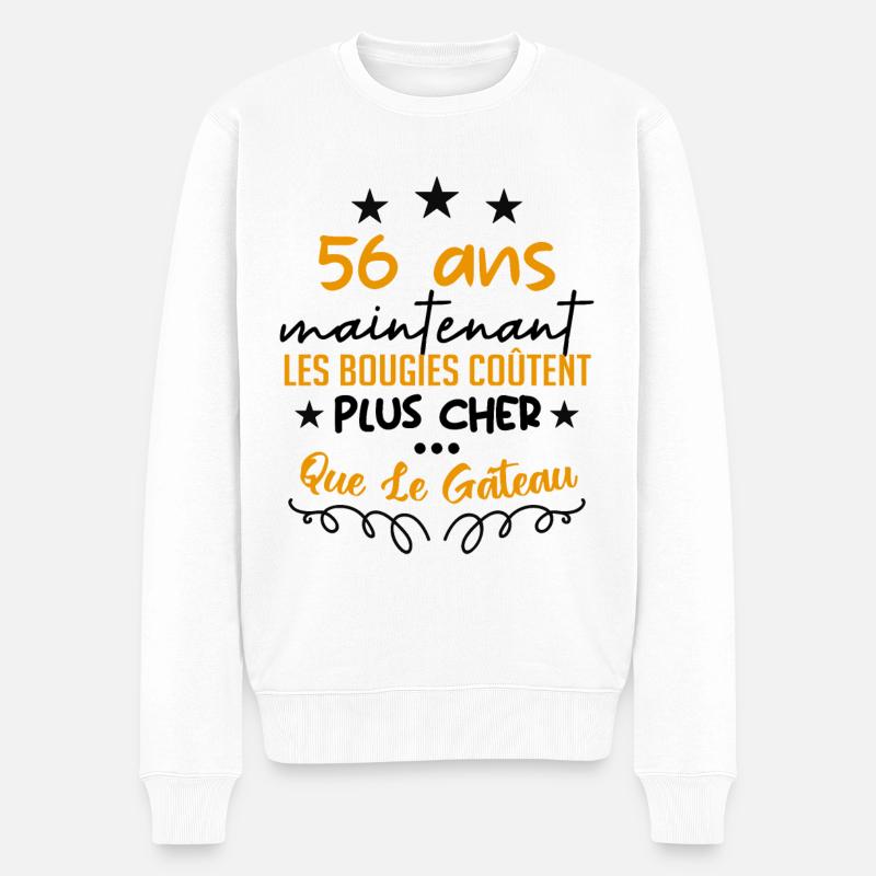 humour anniversaire 56 ans - Pull Premium bio Homme - blanc