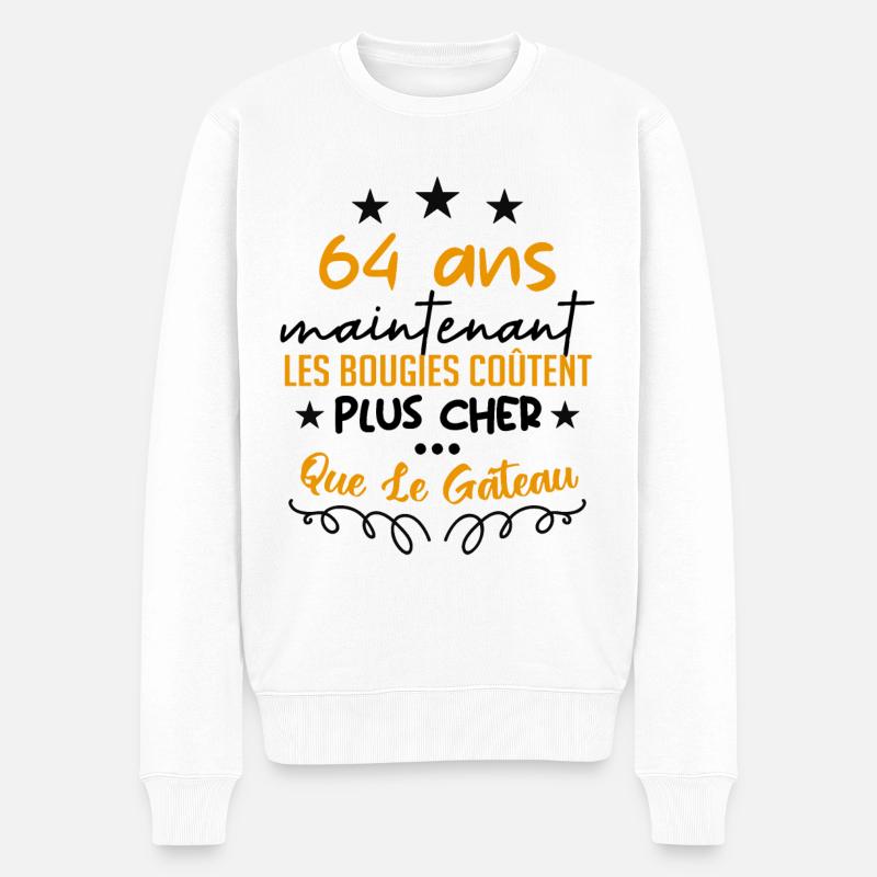 humour anniversaire 64 ans - Pull Premium bio Homme - blanc