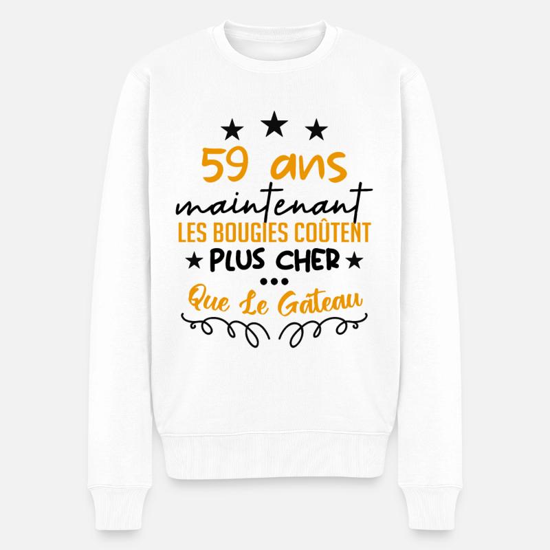 humour anniversaire 59 ans - Pull Premium bio Homme - blanc