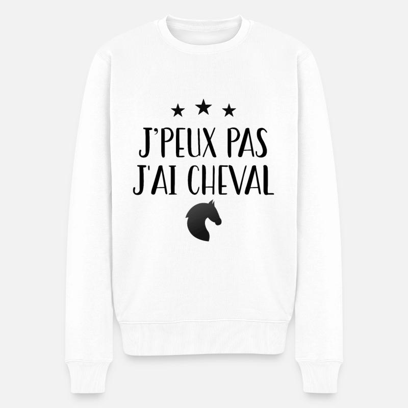 j'peux pas j'ai cheval - Pull Premium bio Homme - blanc