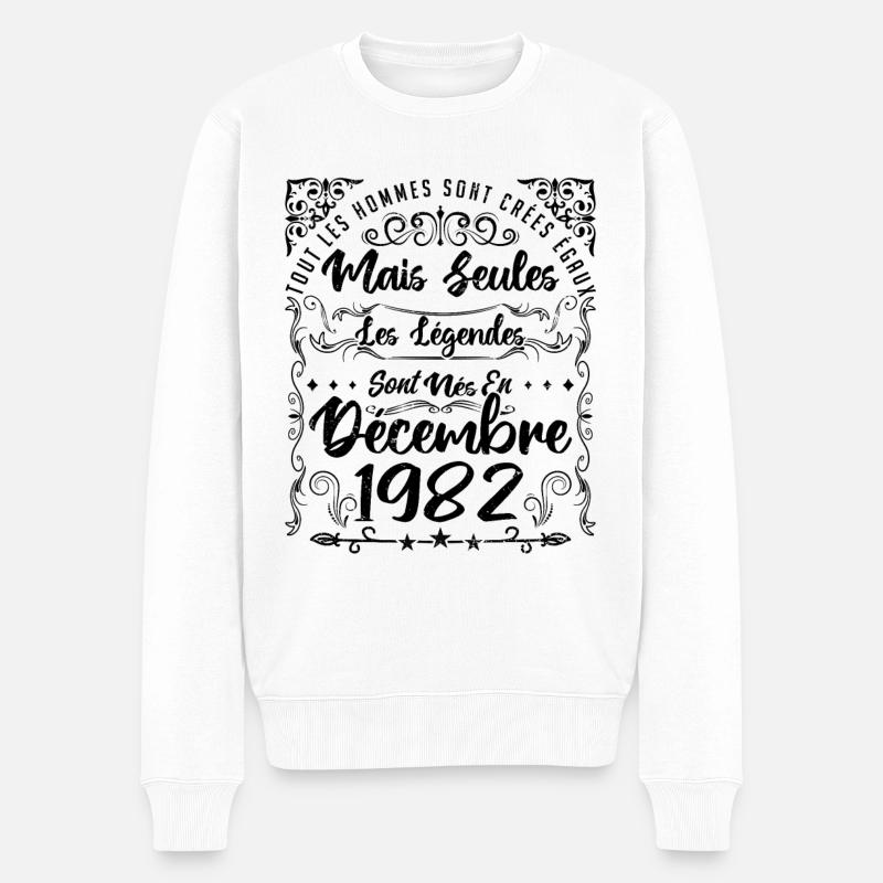 Légendes Sont Nées En Décembre 1982, Anniversaire - Pull Premium bio Homme - blanc