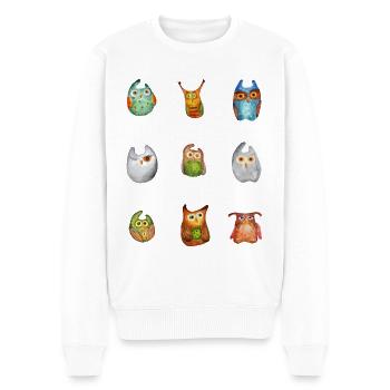 Eule Uhu Tier Waldtier Steinkauz Schleiereulen Fun - Männer Premium Bio Pullover - Weiß - Vorne - Thijin (182cm)