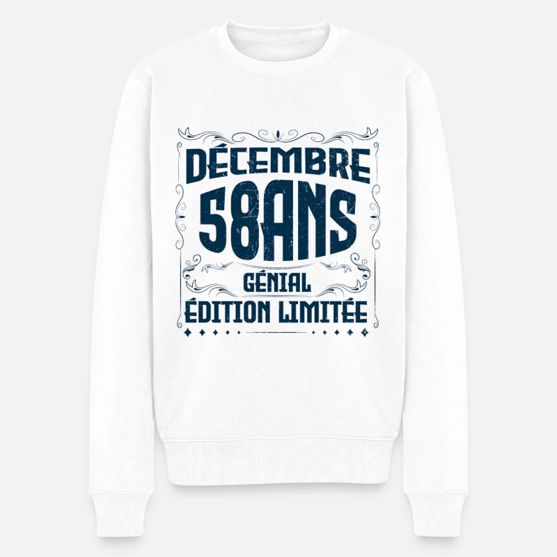 DÉCEMBRE 58 Ans | Édition limitée - Pull Premium bio Homme - blanc