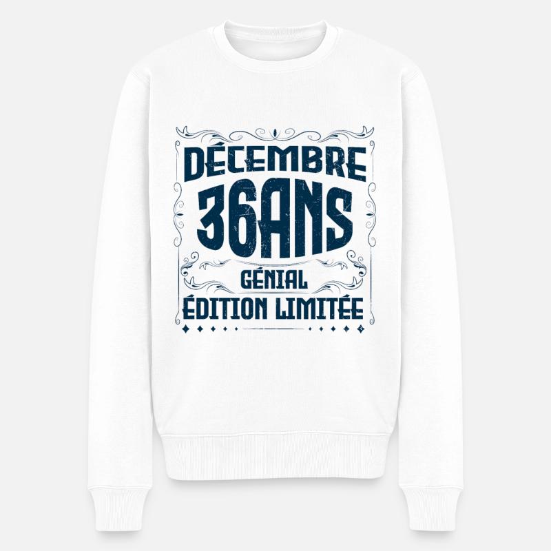 DÉCEMBRE 36 Ans | Édition limitée - Pull Premium bio Homme - blanc