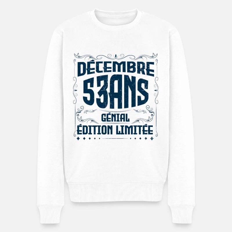 DÉCEMBRE 53 Ans | Édition limitée - Pull Premium bio Homme - blanc