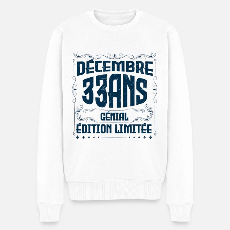 DÉCEMBRE 33 Ans | Édition limitée - Pull Premium bio Homme - blanc