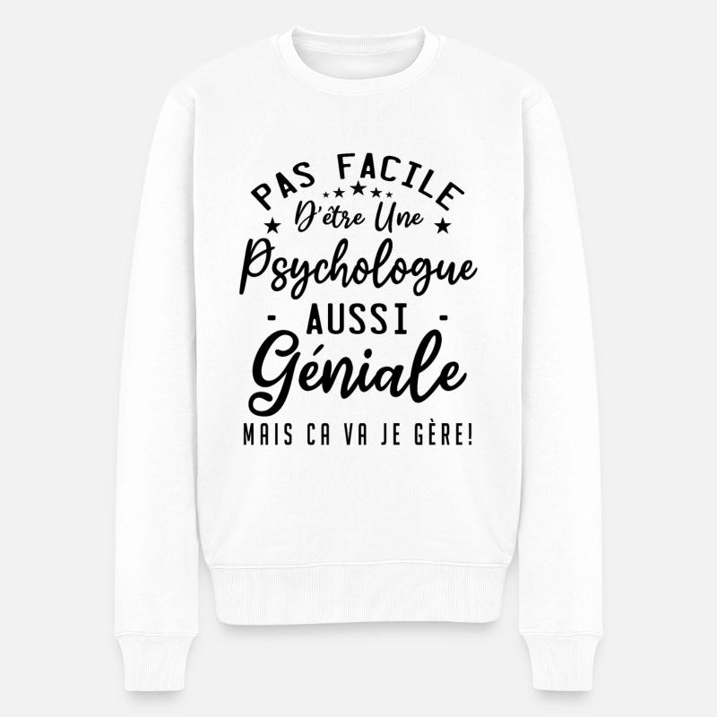 Psychologue - Pull Premium bio Homme - blanc