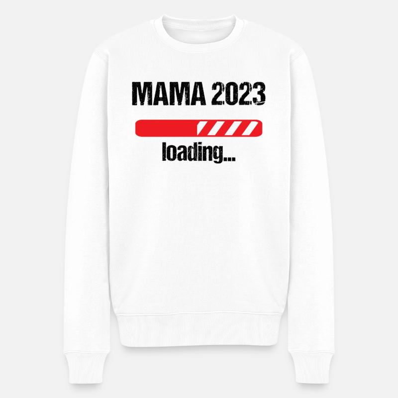 Mama 2023 Loading Schwangerschaft Bekanntgabe Baby - Männer Premium Bio Pullover - Weiß