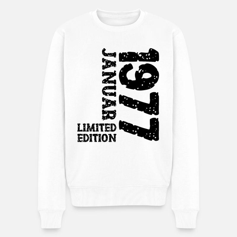 1977 Januar Limited Edition Deko Geburtstag Outfit - Männer Premium Bio Pullover - Weiß