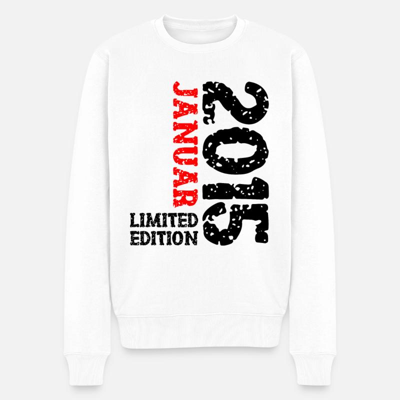 2015 Januar Limited Edition Geburtstag Geschenk - Männer Premium Bio Pullover - Weiß