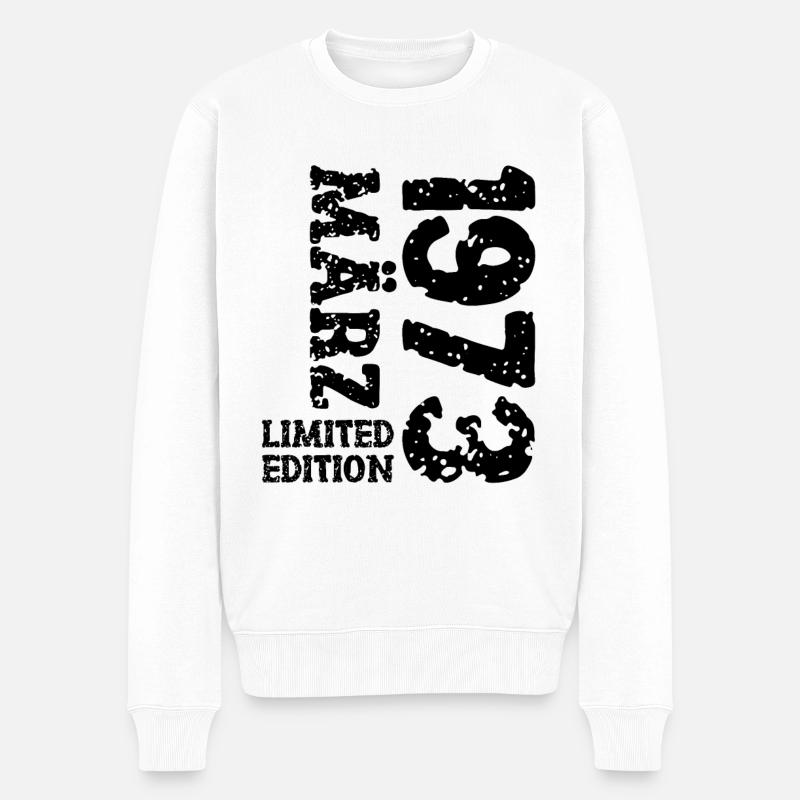 1973 März Limited Edition Geburtstag Geschenk - Männer Premium Bio Pullover - Weiß