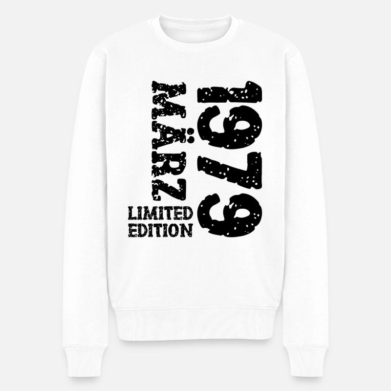 1979 März Limited Edition Geburtstag Geschenk - Männer Premium Bio Pullover - Weiß