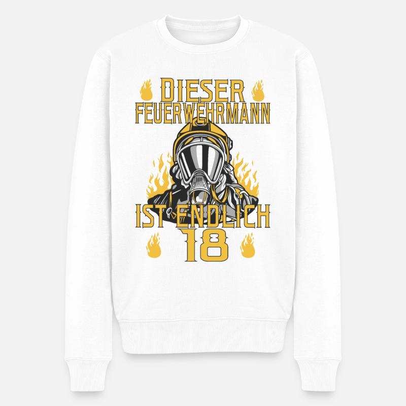 18. Geburtstag Feuerwehrmann Feuerwehr 18 Geb - Männer Premium Bio Pullover - Weiß